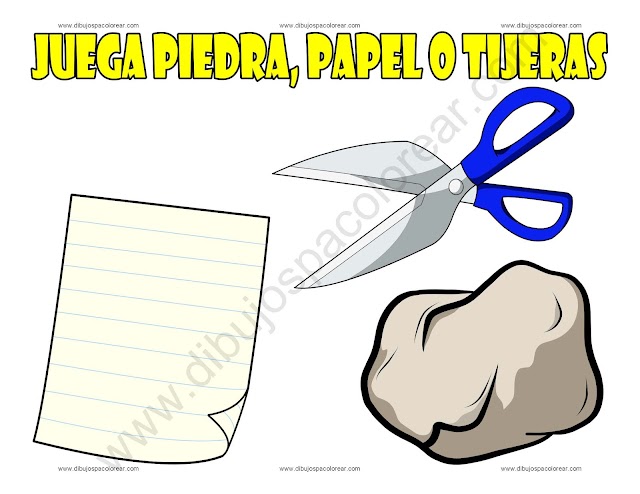 Juega piedra, papel o tijeras dibujo a color y para colorear